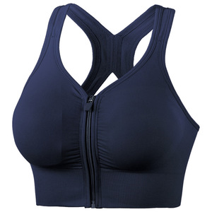 Custom ad alto supporto da donna senza soluzione di continuità Cross Beauty posteriore cerniera anteriore <span class=keywords><strong>BH</strong></span> Yoga sport reggiseno Crop Top per correre allenamento palestra <span class=keywords><strong>Fitness</strong></span> - Product Image 6