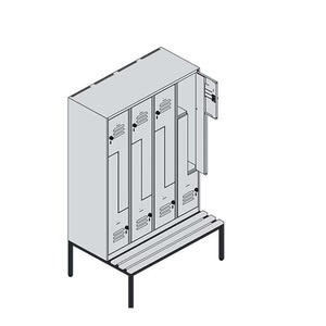 4 Door Steel Locker <strong>Mudroom</strong> Wardrobe <strong>Closet</strong> Coat Storage Cabinet China Industrial Metal Changing Room Locker with Seating Bench - Product Image 5
