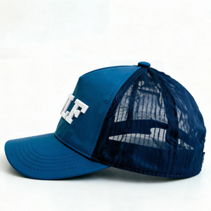 Gorra de béisbol unisex con logotipo personalizado y rendimiento azul para exteriores, gorra Fisher de silicona con características impresas de tela en relieve - Product Image 4