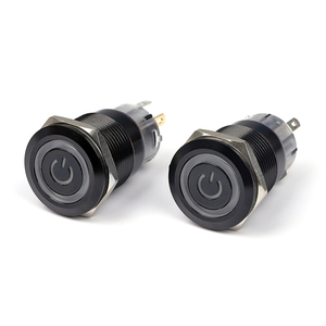 19mm Enganche 1NO1NC SPDT <span class=keywords><strong>ON</strong></span>/<span class=keywords><strong>Off</strong></span> Carcasa negra Verde <span class=keywords><strong>12V</strong></span> Interruptor de encendido Interruptor de botón pulsador de metal negro - Product Image 2