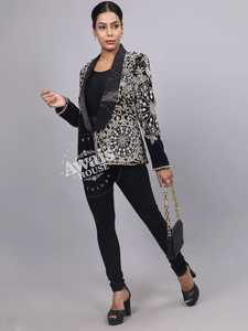 แจ็กเก็ตเบลเซอร์ผ้าทอทันสมัยสำหรับผู้หญิงดีไซน์ทรงสลิมฟิตแขนยาวสำหรับธุรกิจการประชุมทางการทางการดูสบายๆซัพพลายเออร์อินเดีย - Product Image 4