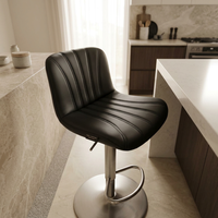 Tabouret de bar moderne en cuir avec structure métallique et hauteur réglable