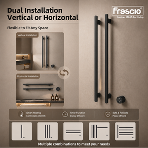 Scaldasalviette Elettrico di Design Frascio in Acciaio Inox, Portasciugamani Intelligente da Parete, Mensola Termoarredo Nera - Product Image 6