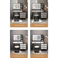 Tables de toilette d'angle au design simple pour femmes avec miroir et lumière, tables de toilette modernes en verre, design simple pour le maquillage