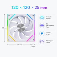 Ventola per Case PC EK120 ARGB WH 120mm Bianca PWM, Silenziosa 20dBA, Sincronizzazione 5V, Collegamento a Catena per PC Gaming, Fornitore OEM all'Ingrosso
