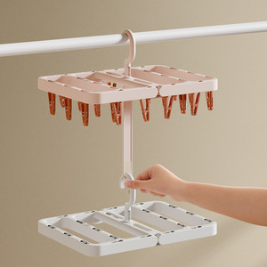 Tendedero Plegable Multi-Clip Chunzao, Tipo Gancho Rectangular, Ahorra Espacio, Colgador de Ropa para Balcón, Clip para Calcetines - Product Image 1