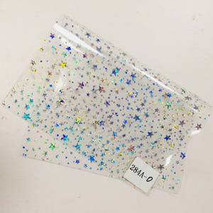 Colorato in fabbrica pellicola trasparente <span class=keywords><strong>0</strong></span>.5mm Glitter PVC rullino con motivo a stella scintillio vinile per confezione regalo fai da te artigianato per feste - Product Image 2