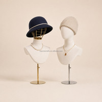 Présentoir en gros réglable en lin pour têtes de mannequin, colliers, chapeaux et bijoux, avec base métallique, pour boutiques et commerces de détail