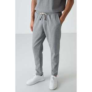 Conjunto Deportivo de Algodón Gris Melange para Hombre, Corte Holgado Informal, Transpirable, Suave y Texturizado, Pantalones y Top Básicos 85251 - Product Image 3