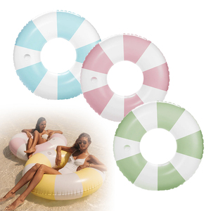 Flotador Inflable Gigante Vintage con Rayas, Anillo de Natación Grande de 48 Pulgadas para Adultos, Flotador con Portavasos - Product Image 1
