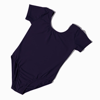 Justaucorps de gymnastique à manches courtes pour enfants, vêtement d'entraînement à la danse pour filles, body de Ballet une pièce, T-shirt à encolure dégagée