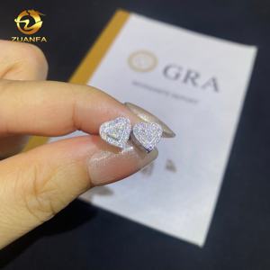 थोक फैशन दिल डिजाइन कान के स्टड 925 सिल्वर हिप हॉप को जहाज करने के लिए तैयार - Product Image 6