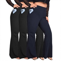 Pantalones de Yoga Personalizados de Cintura Alta, Tallas 1XL-5XL, Largos, con Bolsillos, Micro Acampanados, de Seda Láctea, Elasticidad Media, para Tallas Grandes (hasta 100 kg), Ropa Casual