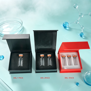 กล่องใส่ขวดเปปไทด์สีดำแบบแข็งแม่เหล็ก รีไซเคิลได้ ขนาด 3 มล. 5 มล. บรรจุหลายช่อง ทำจากกระดาษอาร์ต พร้อมลายนูนและแผ่น EVA ด้านใน - Product Image 1