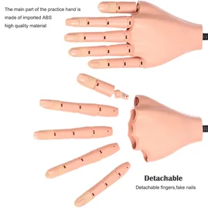 Outils d'art des ongles, main d'entraînement professionnelle pour faux ongles + 200 embouts d'ongles, fournitures de manucure, main mannequin pour l'entraînement des ongles - Product Image 5