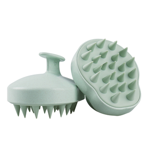 Factory Direct Sale Biodegradable Wheat Straw Hair <b>Scalp</b> Massager Scrubber Silicone Shampoo <b>Brush</b> - Product Image 1