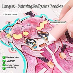 Stylo bille en plastique rétractable 10 couleurs 0,8 mm avec grip souple pour <span class=keywords><strong>le</strong></span> coloriage - Product Image 6