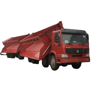 SINOTRUK HOWO Truk Sampah 8X4, Truk Sampah Dump Truck 35m3 Samping dengan Trailer untuk Zam