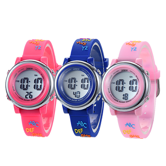 Customized LED Digital Wrist Watch for Kids Sport and Cartoon Fans Water Resistant with Stop Watch and Alarm Features