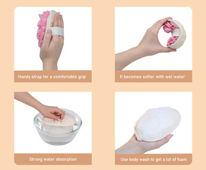 New Natural Loofah <b>Sponge</b> Pads Exfoliating Body Scrubber Bath <b>Sponge</b> <b>Shower</b> Mesh Pouf Ball Double Side <b>Shower</b> Puff and Luffa - Product Image 4