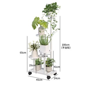 Wrought iron flower <b>pot</b> <b>stand</b>, living room floor-standing plant display tray, multi-tiered wrought iron movable flower <b>pot</b> - Product Image 1