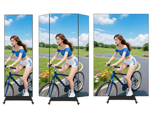จอแสดงผล LED แบบพับได้สามด้าน สำหรับโปสเตอร์เคลื่อนที่ เชื่อมต่อหลายจอได้ รองรับการเล่นวิดีโอด้วยคลิกเดียว ใช้งานง่ายแบบ Plug and Play เหมาะสำหรับการโฆษณาเชิงพาณิชย์ - Product Image 4