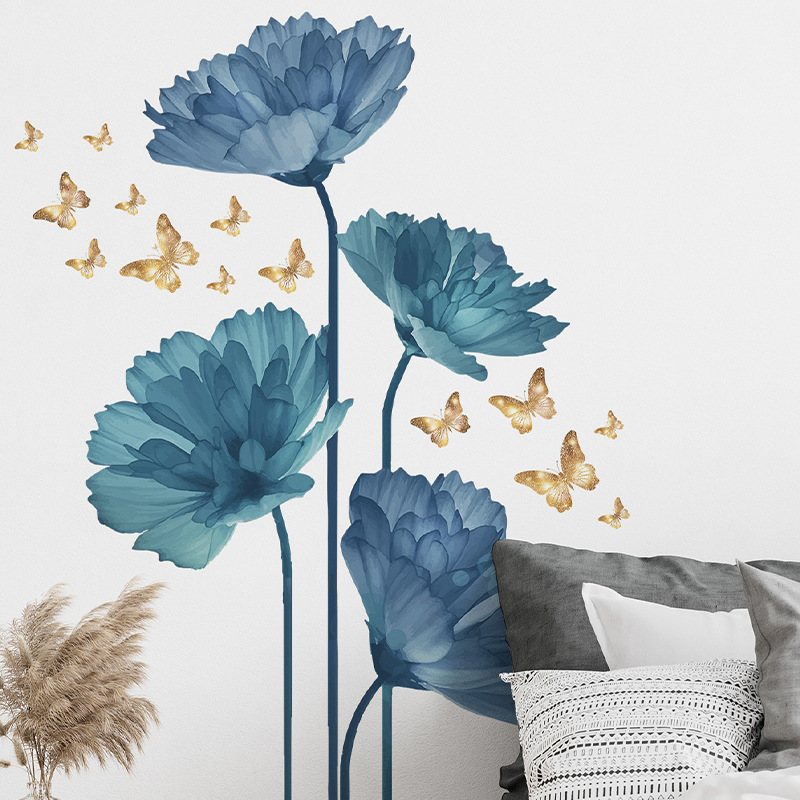 decalmile Purple Dandelion Wall Decals Hydrangea Flower Wall Stickers Girls Bedroom Living Room TV Background Wall Art Decor