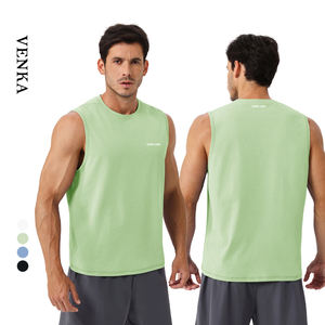 بلوزة UPF50 من البوليستر للرجال فضفاضة جيدة التهوية + صدرية برقبة دائرية مضادة للميكروبات ملابس رياضية سريعة الجفاف بدون أكمام للياقة البدنية تانك توب - Product Image 1