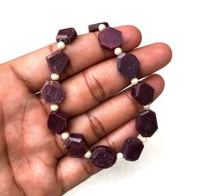 Cuentas facetadas de rubí Natural de 21 piezas, forma de pepitas rojas de buena calidad para joyería de piedra natal de Julio, collar de pulsera DIY - Product Image 4