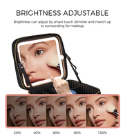 Trousse de Maquillage de Voyage à LED Simple Face avec 3 Lumières Colorées, Diviseurs Ajustables et Porte-Pinceaux