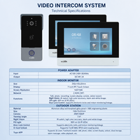 Système de sonnette vidéo intelligente WiFi avec écran tactile intérieur de 7 pouces, caméra 1080P, accès RFID et déverrouillage à distance