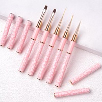 Lot de 5 pinceaux double embout pour nail art, ultra fins, en nylon, ovales et plats, pour peinture, vernis gel, logo personnalisé, vente en gros