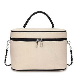 Sac à bandoulière en toile portable pour femme avec logo personnalisé d'usine, sac de maquillage, trousse de toilette de voyage, organisateur de maquillage, sac de rangement cosmétique - Product Image 2