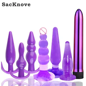SacKnove Conjunto de 7 peças de brinquedos para masturbação e inserção de bunda erótica para adultos, produtos sexuais, conjunto de plug anal com vibrador bala