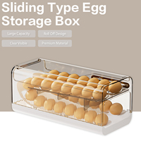 Boîte de rangement pour œufs à roulement avec système de remise en place automatique, support coulissant pour œufs avec pente inclinée, distributeur d'œufs avec suivi de date pour réfrigérateur