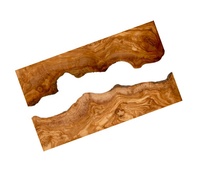 Table à manger en bois d'olivier de forme irrégulière, 100% bois massif, style méditerranéen, aspect antique, meubles pour la maison, utilisation hôtelière