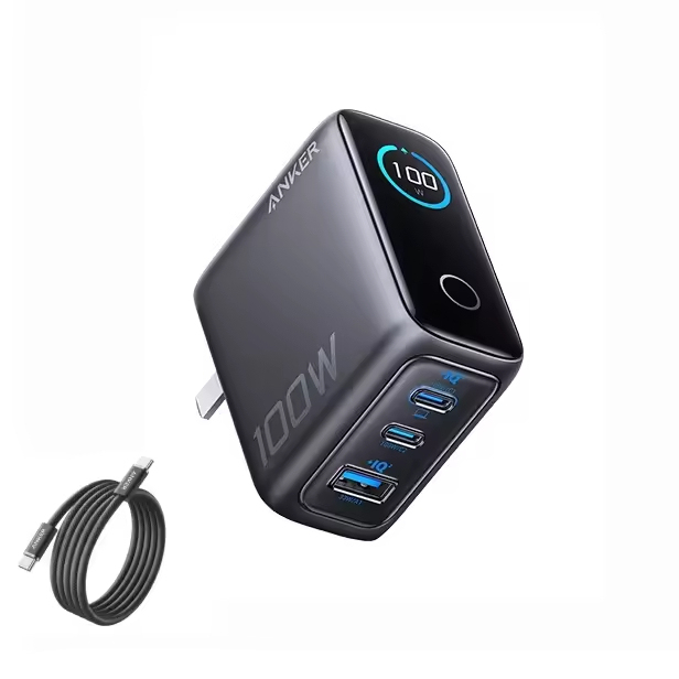 Anker Nano 100W GaN Phone Charger USB C Charger 3 Port Fast Charging USB Wall Charger Ai Smart Display Charger with 240W Cable