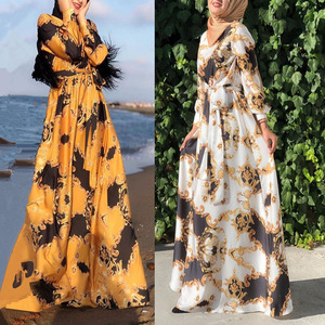 Nuevo Muslimabaya mujeres musulmanas vestido Turkeyog mujer impresión Digital encaje moda Slim Abaya tela - Product Image 5