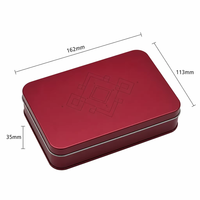 Boîte en étain rectangulaire rouge personnalisée, de qualité alimentaire, pour biscuits, chocolats, bonbons, emballage cadeau
