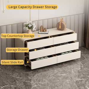 Multifunctional Panel Wood Modern Storage Cabinet with <strong>6</strong> <strong>Drawers</strong> &amp; Adjustable Shelves-Space-Saving Living Room Bedroom Furniture - Product Image 6