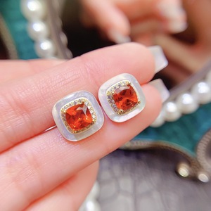 Conjunto Popular de Granates Naturales <span class=keywords><strong>Fanta</strong></span>, Forma Cuadrada, Piedra de Alta Calidad, Color <span class=keywords><strong>Naranja</strong></span> Vibrante, Ideal para Venta al por Mayor y al Detal - Product Image 3