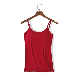 Top a canotta imbottito con reggiseno diretto in tinta unita canotta senza maniche con petto in cotone traspirante canotta da donna