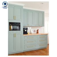 Gabinete de Cocina de Estilo Francés Optima, Lujo Ligero, Acabado Mixto, Color Verde Esmeralda / Jade Gris Claro, Gabinete Personalizado