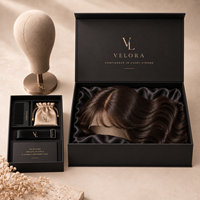 Boîte d'emballage de luxe personnalisée pour perruques, boîte cadeau rigide magnétique sur mesure avec insert en satin pour extensions et postiches capillaires