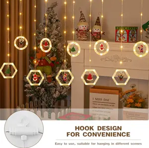 20Ft 100 led natale Starry Window Curtain Lights USB Powered Star Curtain String Lights Indoor 8 modalità per luci per tende