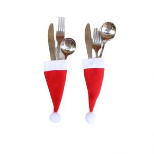 Fundas para Botellas Navideñas con Gorro de Santa Claus, Decoración de Vino en Tela No Tejida, Porta Utensilios, Juegos de Vajilla para Fiestas, Decoraciones al por Mayor - Product Image 1