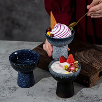 Tasses à glace, coupes à sundae et coupes à yaourt en céramique de style japonais, sur pied, compatibles micro-ondes, luxe léger et vintage