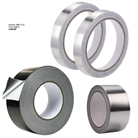 Ruban adhésif en aluminium argenté conducteur, résistant à la chaleur et au feu, simple ou double face, pour conduits métalliques HAVC
