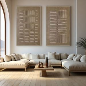 Peinture texturée Wabi-Sabi peinte à la main sur toile, décoration murale pour villa de luxe, décoration intérieure minimaliste - Product Image 5