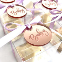 Étiquettes de nom en acrylique transparent rondes en acrylique doré pour bébé, personnalisées, découpées au laser, logo personnalisé